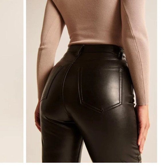 Abercrombie & Fitch Curve Love Vegan Leather 90s Straight Pant NWT Size 30/10 - Picture 2 of 11